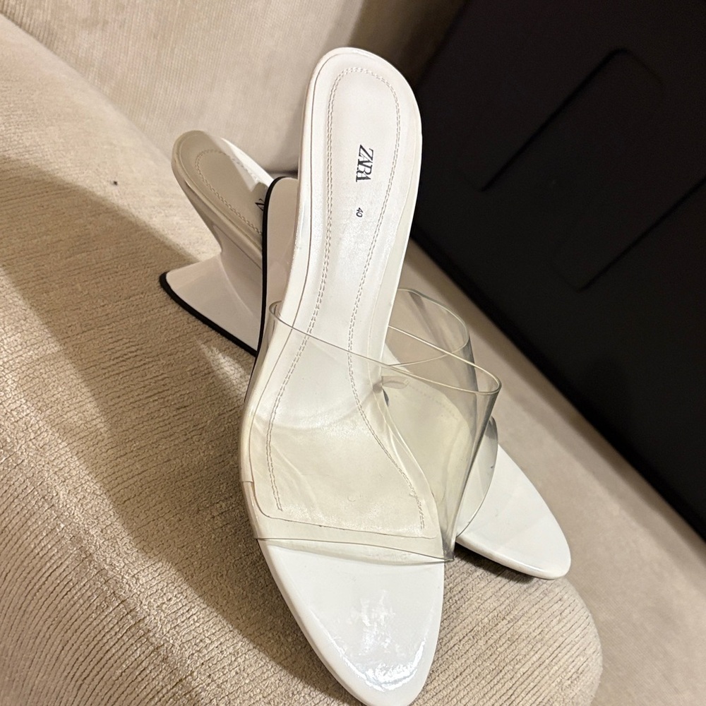 Zara Elegant White and Transparent Heels